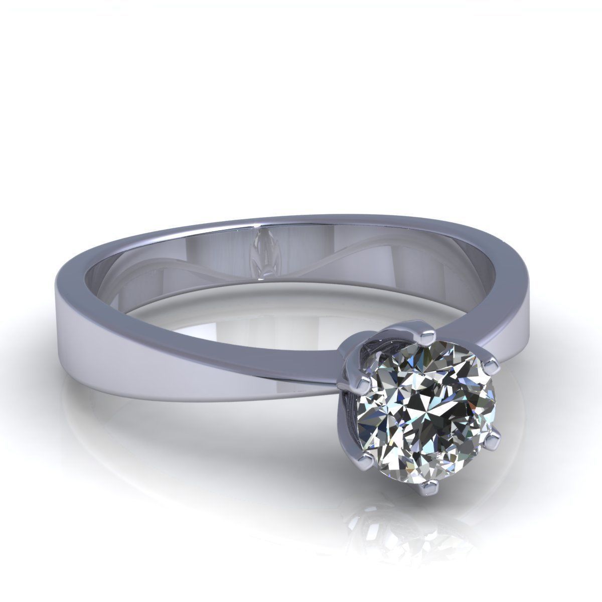 Solitaire-6Prongs Engagement Ring 3D print model_9