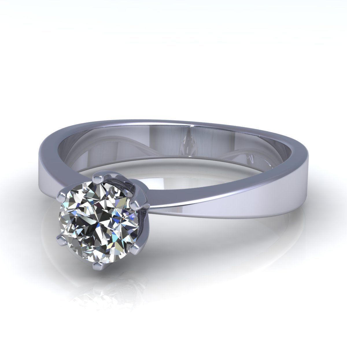 Solitaire-6Prongs Engagement Ring 3D print model_7