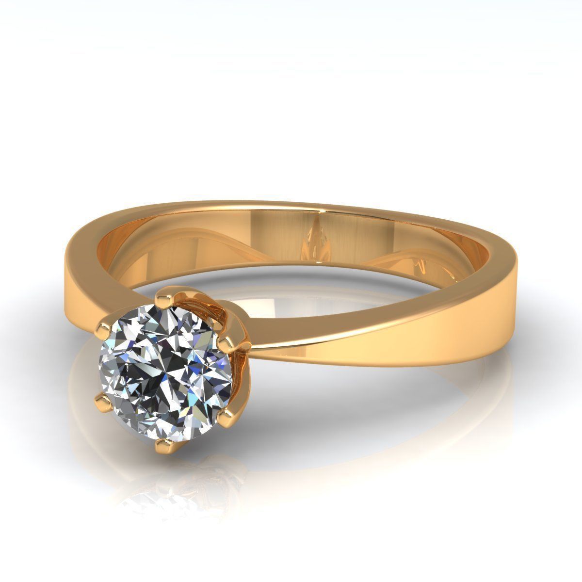 Solitaire-6Prongs Engagement Ring 3D print model_5