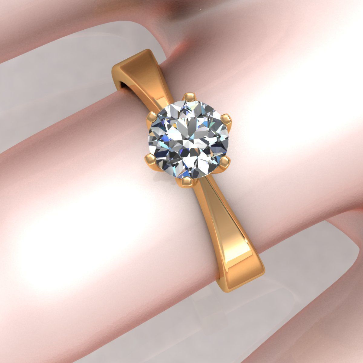 Solitaire-6Prongs Engagement Ring 3D print model_12