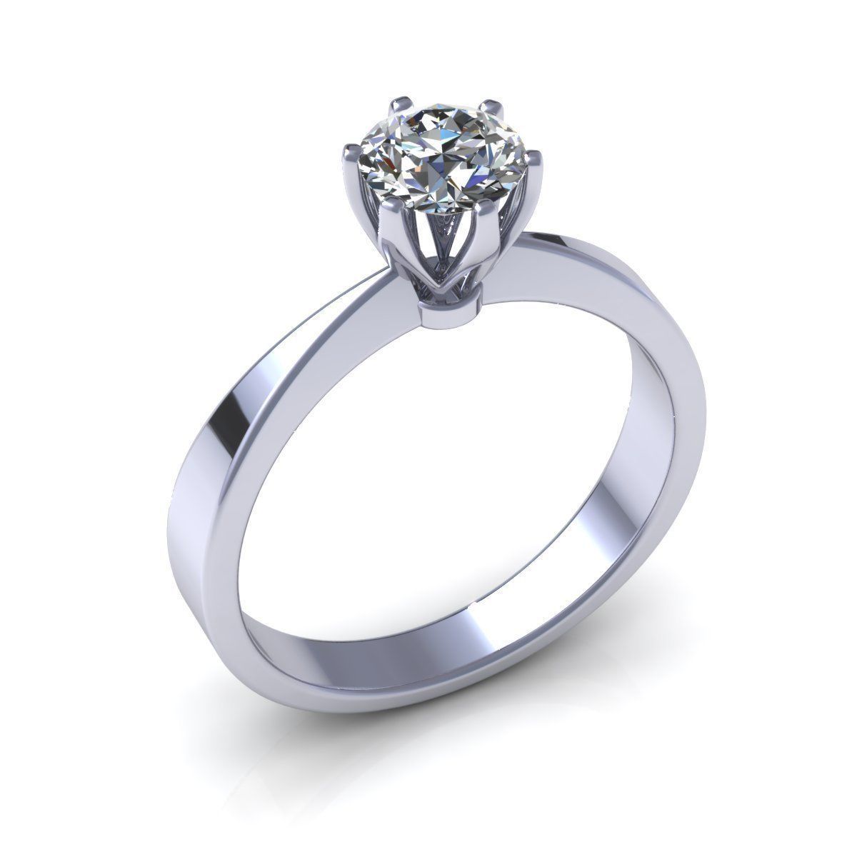 Solitaire-6Prongs Engagement Ring 3D print model_8