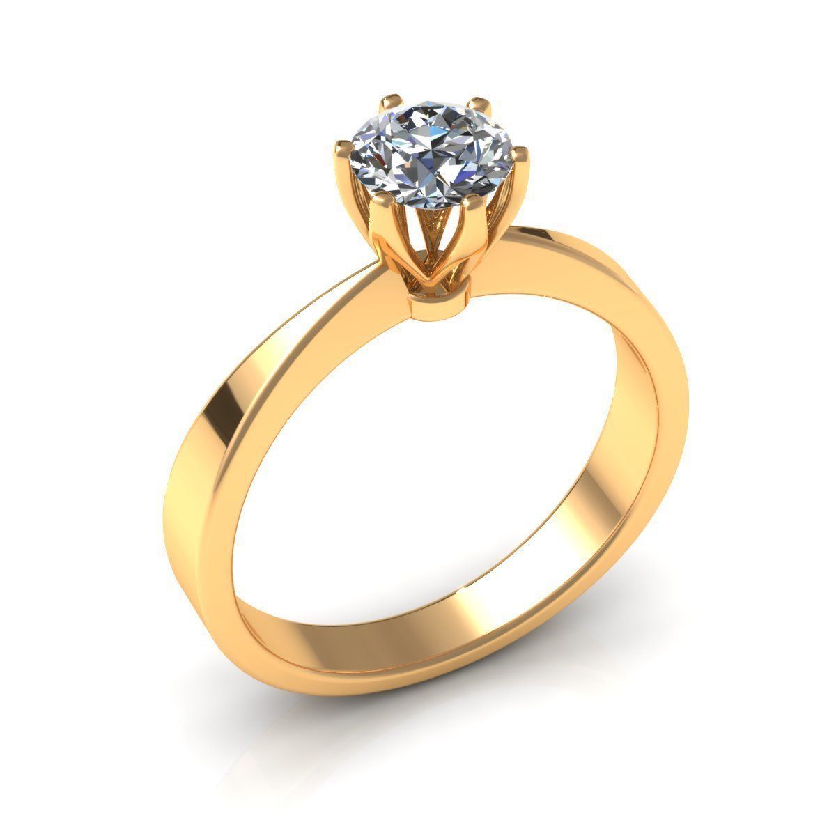 Solitaire-6Prongs Engagement Ring 3D print model_1