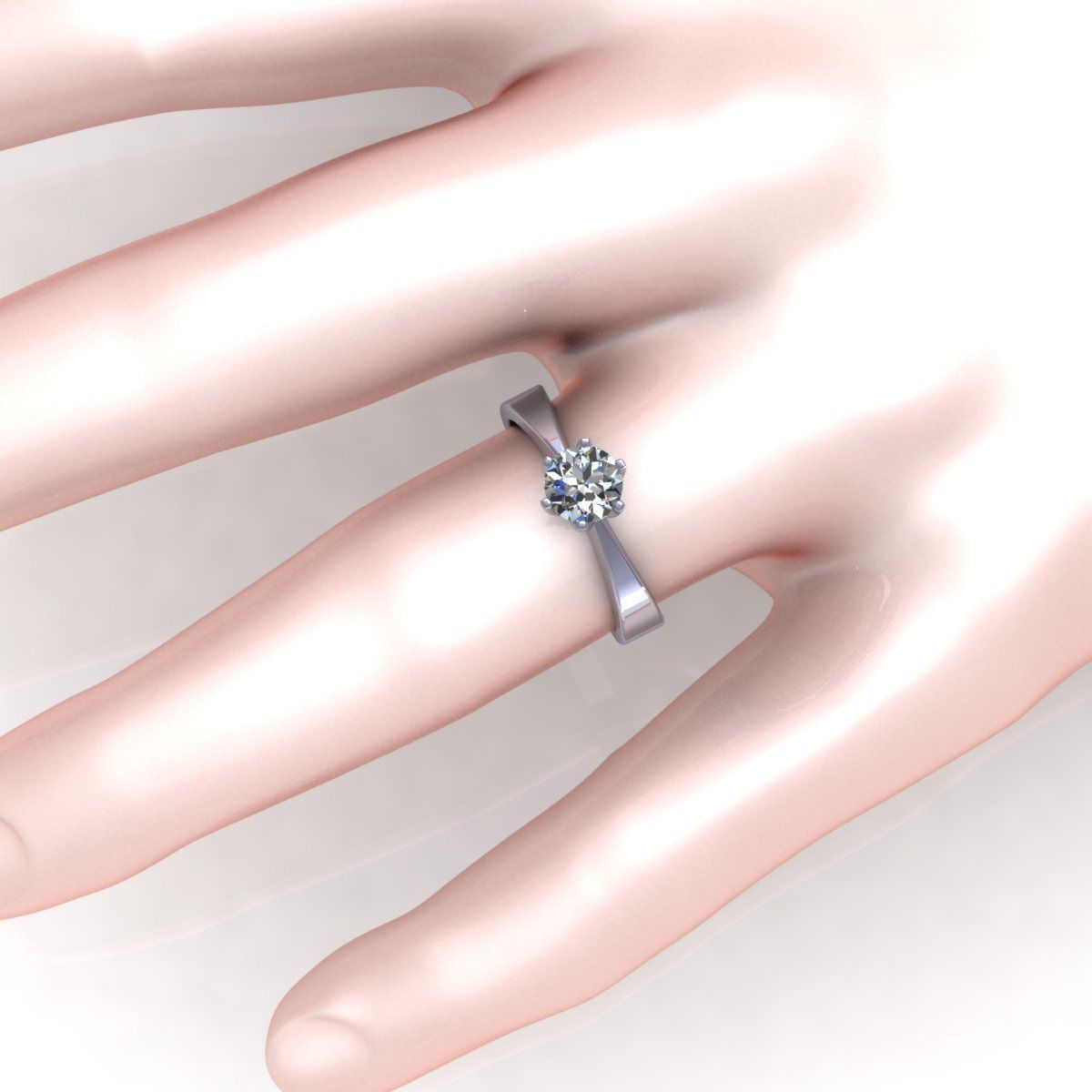 Solitaire-6Prongs Engagement Ring 3D print model_10