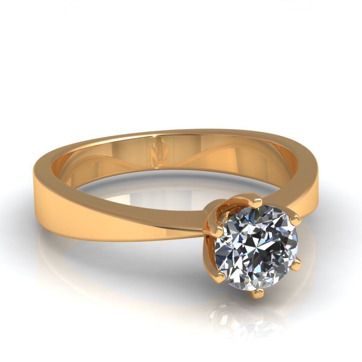 Solitaire-6Prongs Engagement Ring 3D print model_3