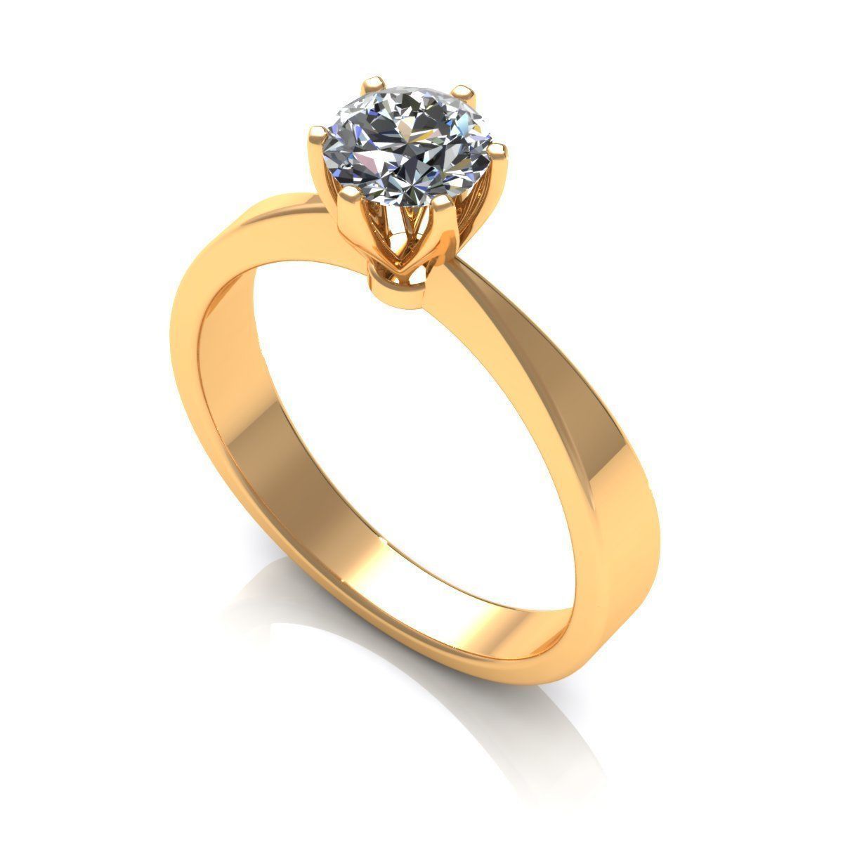 Solitaire-6Prongs Engagement Ring 3D print model_4