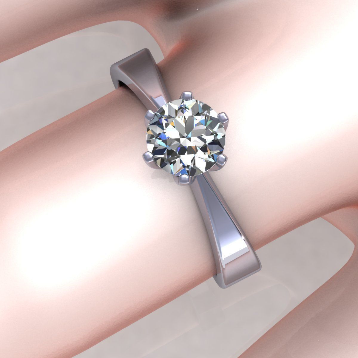 Solitaire-6Prongs Engagement Ring 3D print model_11