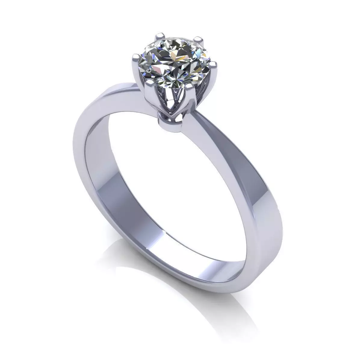 Solitaire-6Prongs Engagement Ring 3D print model_0