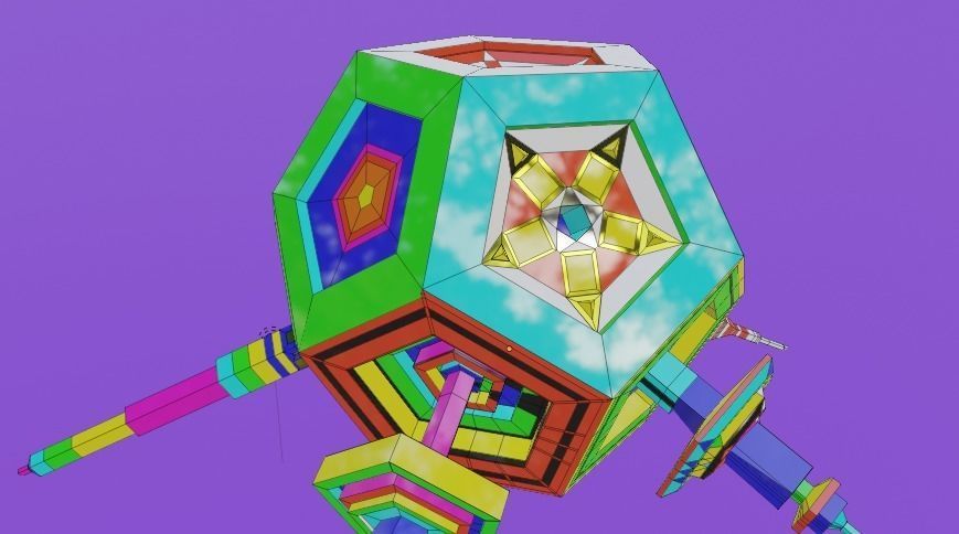 Dodecahedron Space Ship Low-poly 3D model_8