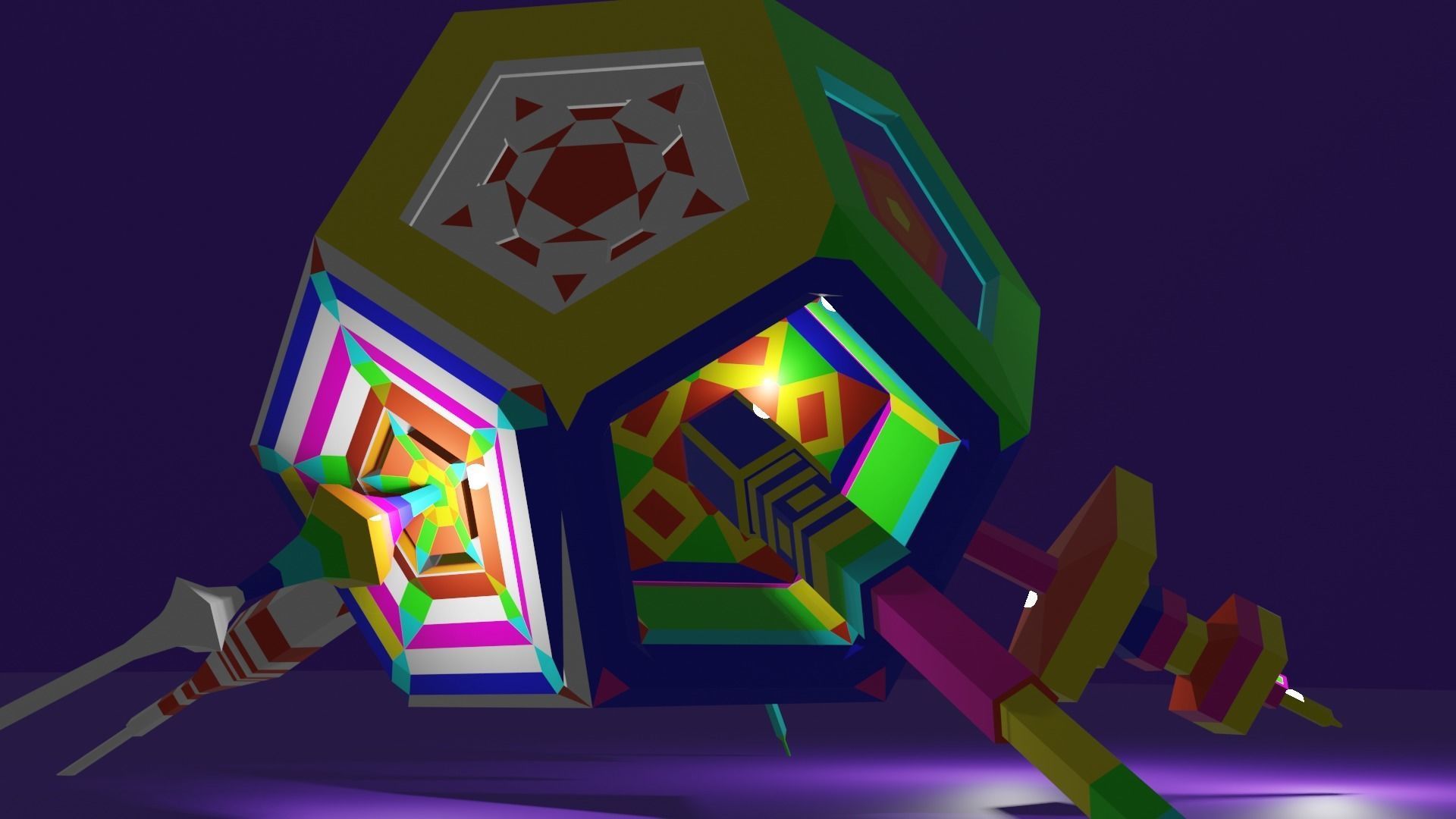 Dodecahedron Space Ship Low-poly 3D model_16