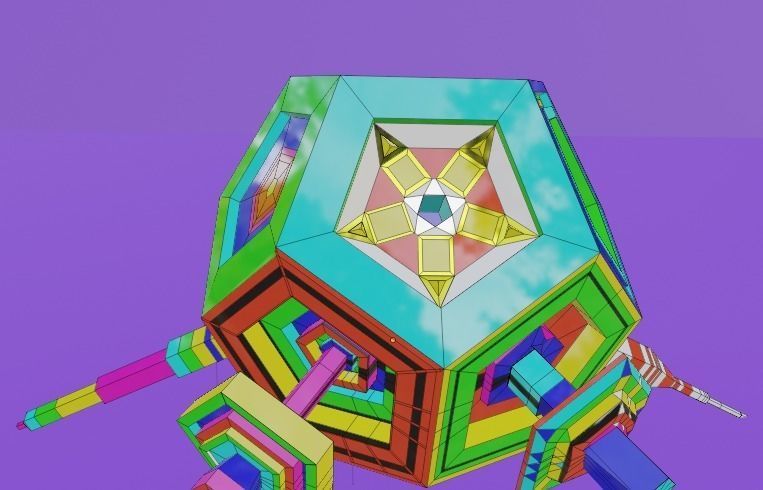 Dodecahedron Space Ship Low-poly 3D model_4