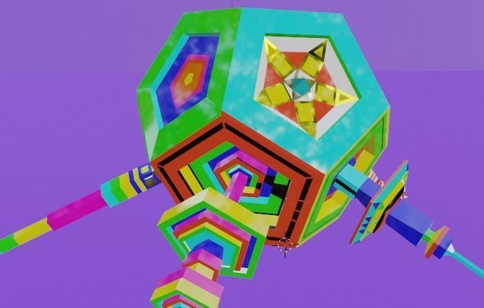 Dodecahedron Space Ship Low-poly 3D model_2