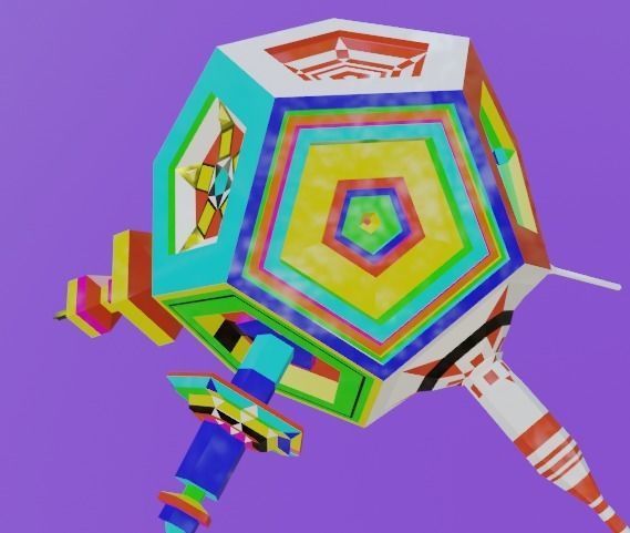 Dodecahedron Space Ship Low-poly 3D model_1