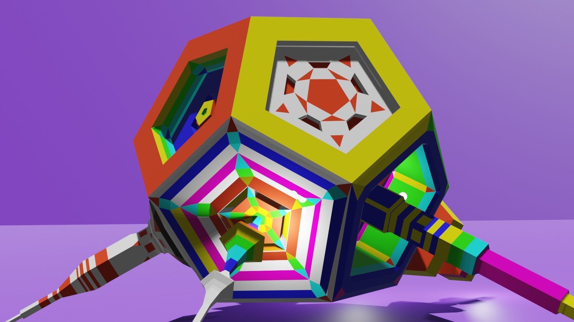 Dodecahedron Space Ship Low-poly 3D model_12