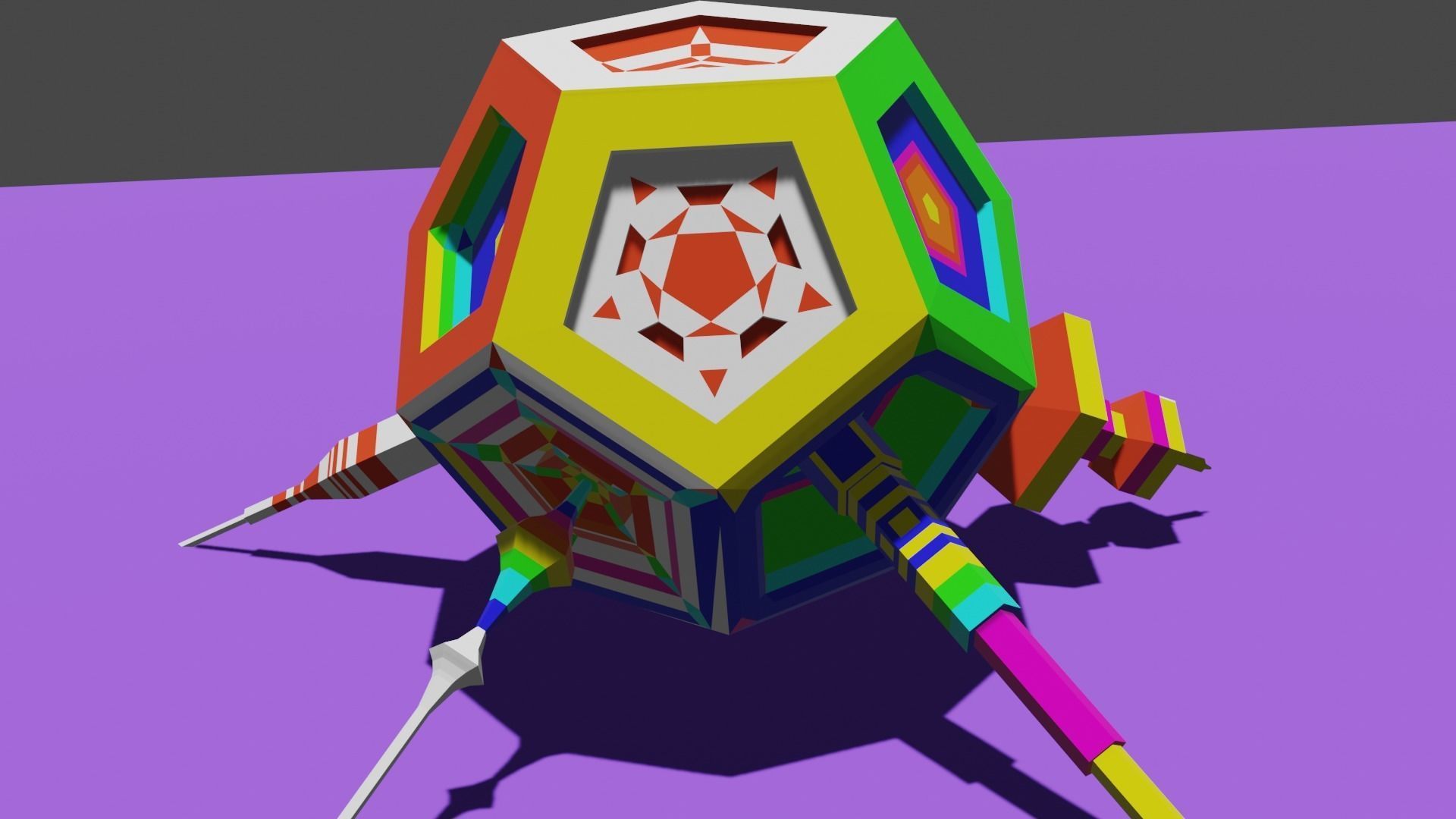 Dodecahedron Space Ship Low-poly 3D model_13