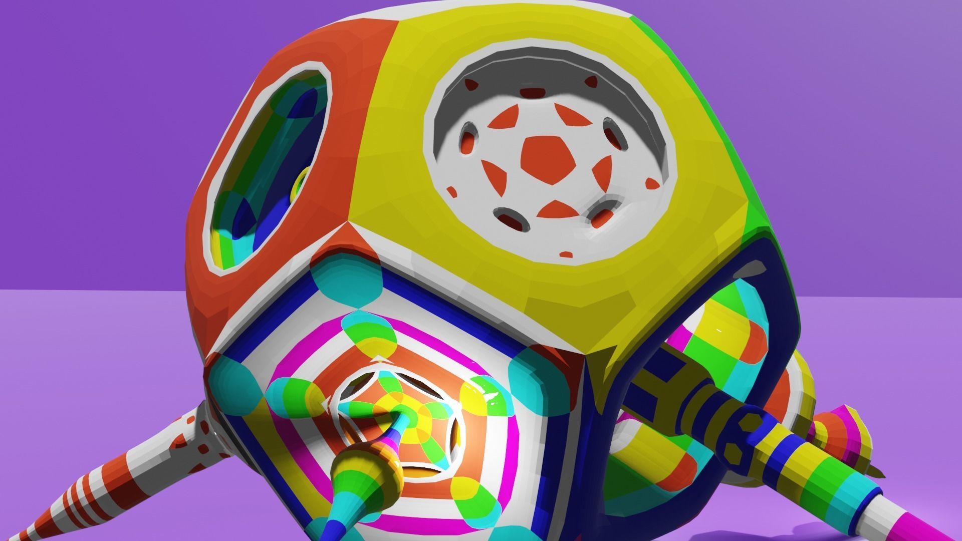 Dodecahedron Space Ship Low-poly 3D model_15