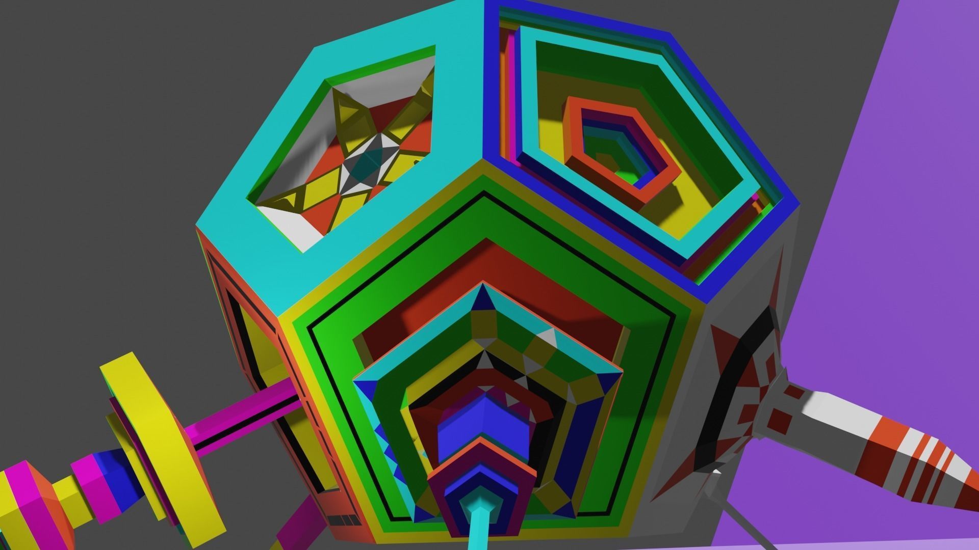 Dodecahedron Space Ship Low-poly 3D model_11