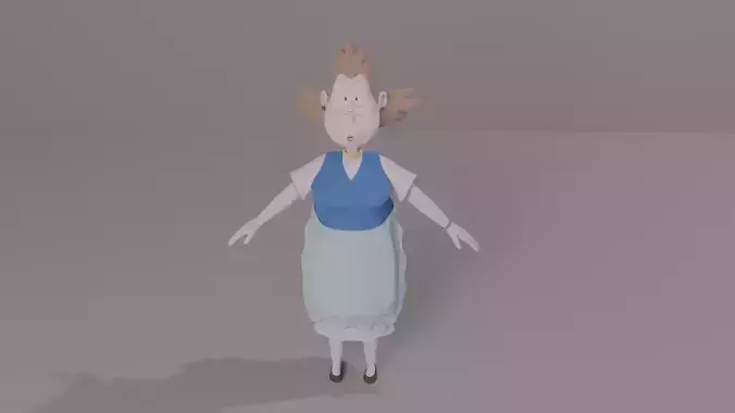 Beatrice cartoon character in dress 3D model