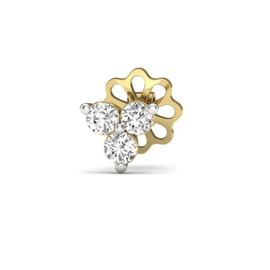 Earrings 3D print model two diamond stud in rose gold 3D print model_4
