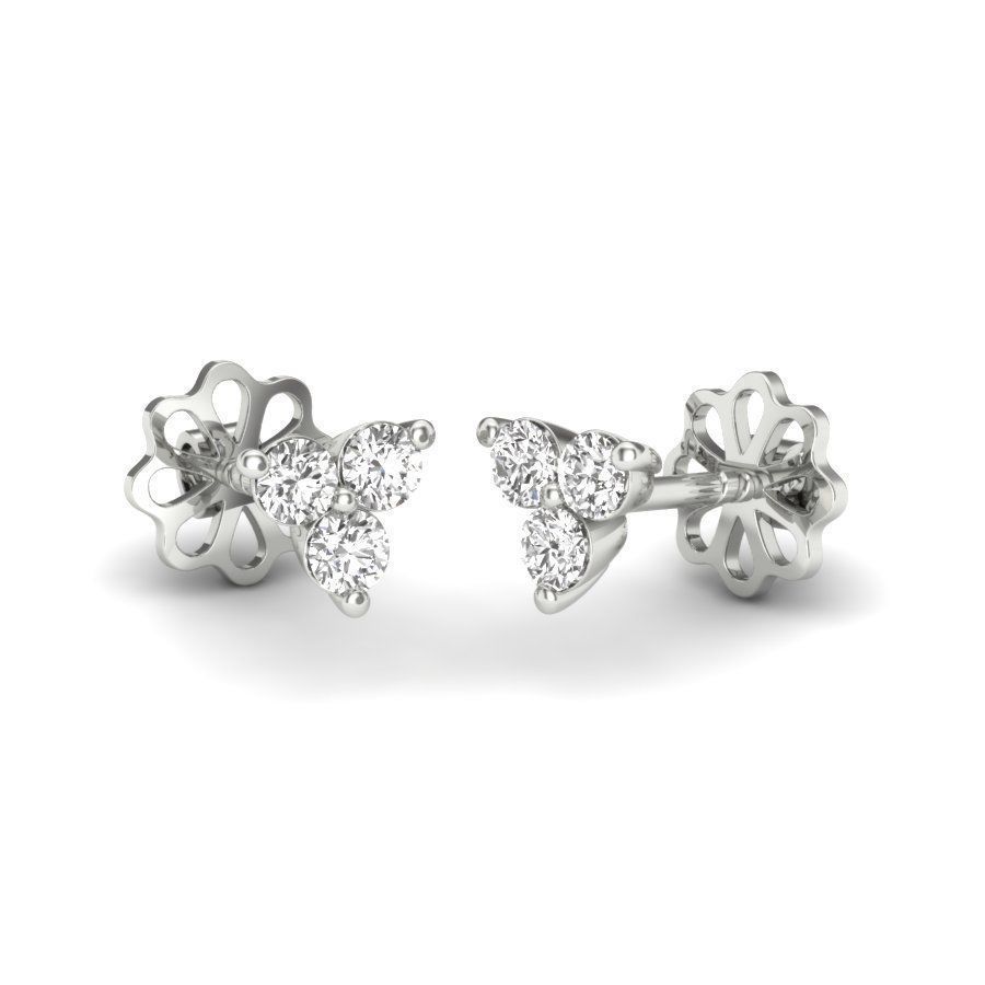 Earrings 3D print model two diamond stud in rose gold 3D print model_11