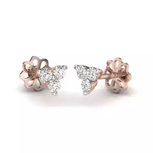 Earrings 3D print model two diamond stud in rose gold 3D print model