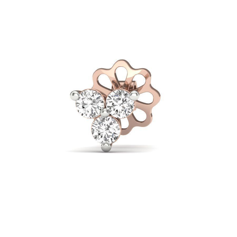 Earrings 3D print model two diamond stud in rose gold 3D print model_7
