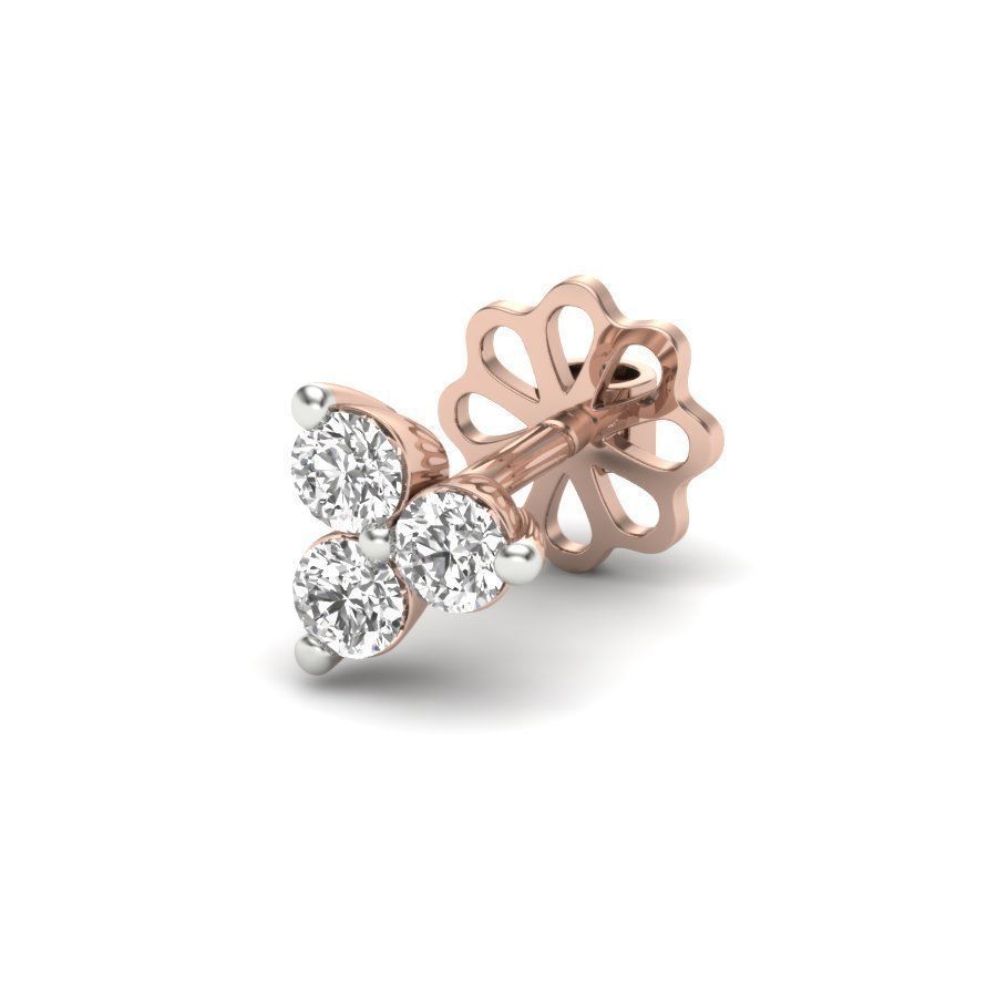 Earrings 3D print model two diamond stud in rose gold 3D print model_9