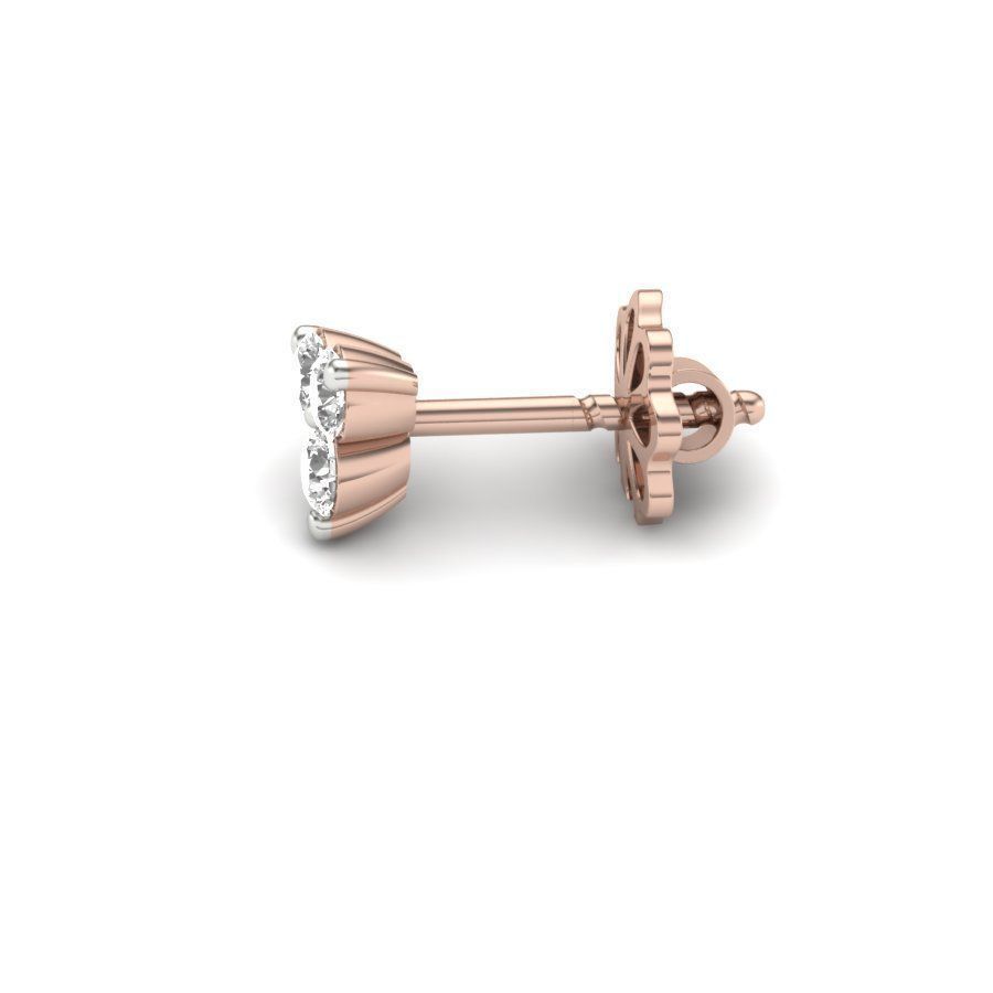 Earrings 3D print model two diamond stud in rose gold 3D print model_8