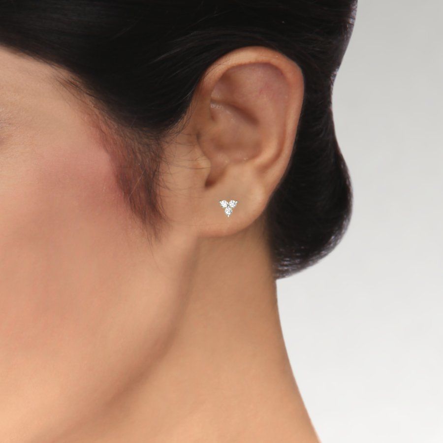 Earrings 3D print model two diamond stud in rose gold 3D print model_1