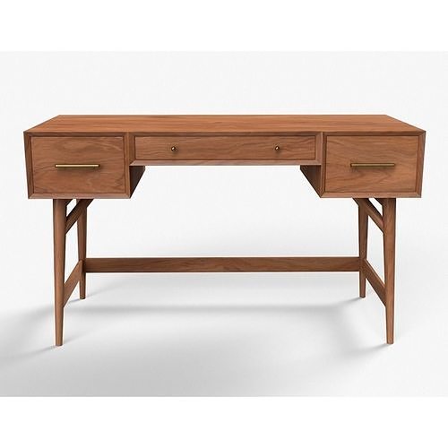 Mid-Century Desk acacia Low-poly 3D model