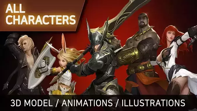 MMORPG Character Pack - All Characters Low-poly 3D model