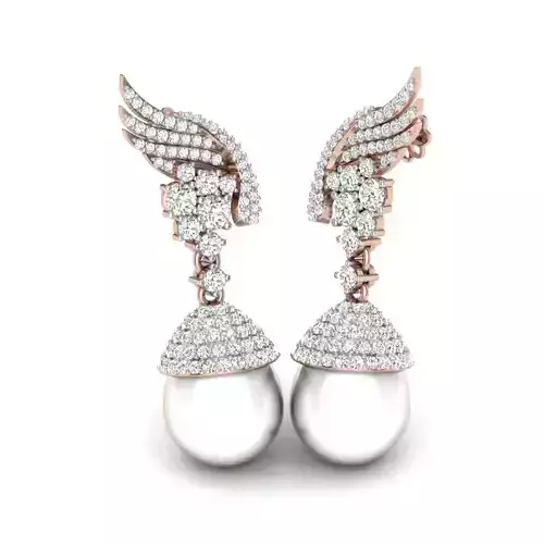 print model earring pearl and diamond earrings in rose gold
