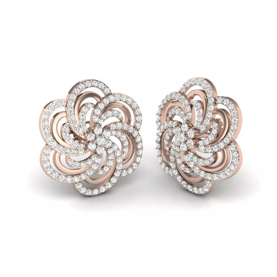 Alder Root Stud Earring  3D print model_0