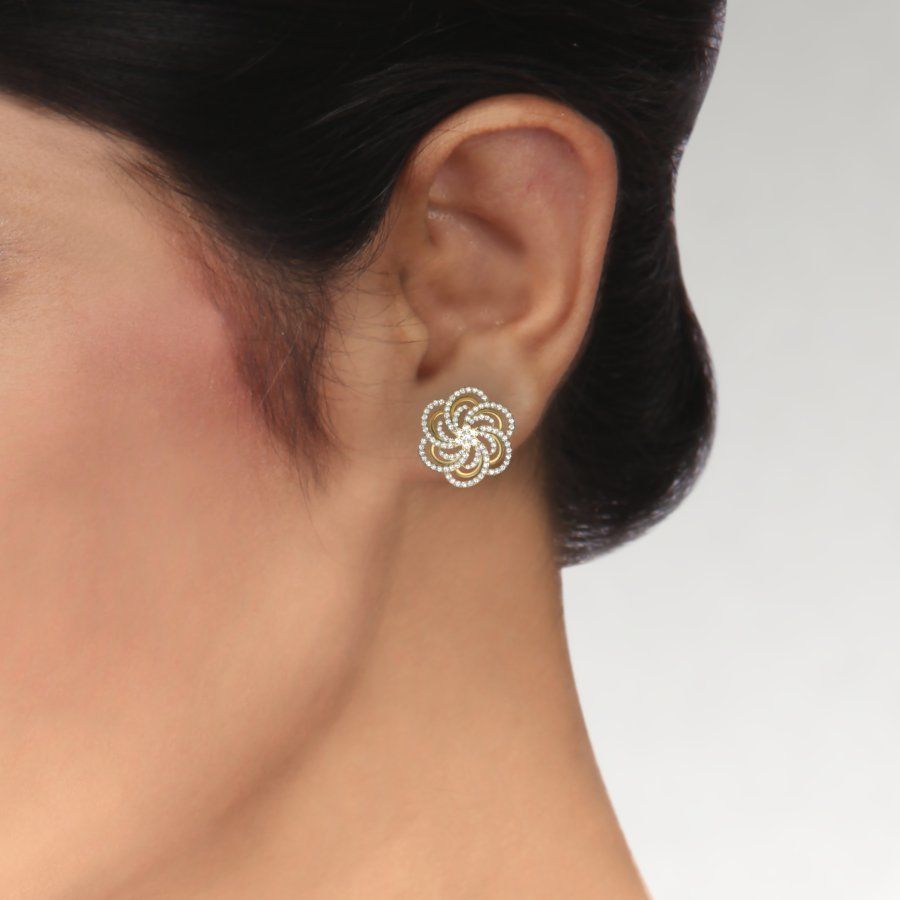 Alder Root Stud Earring  3D print model_3