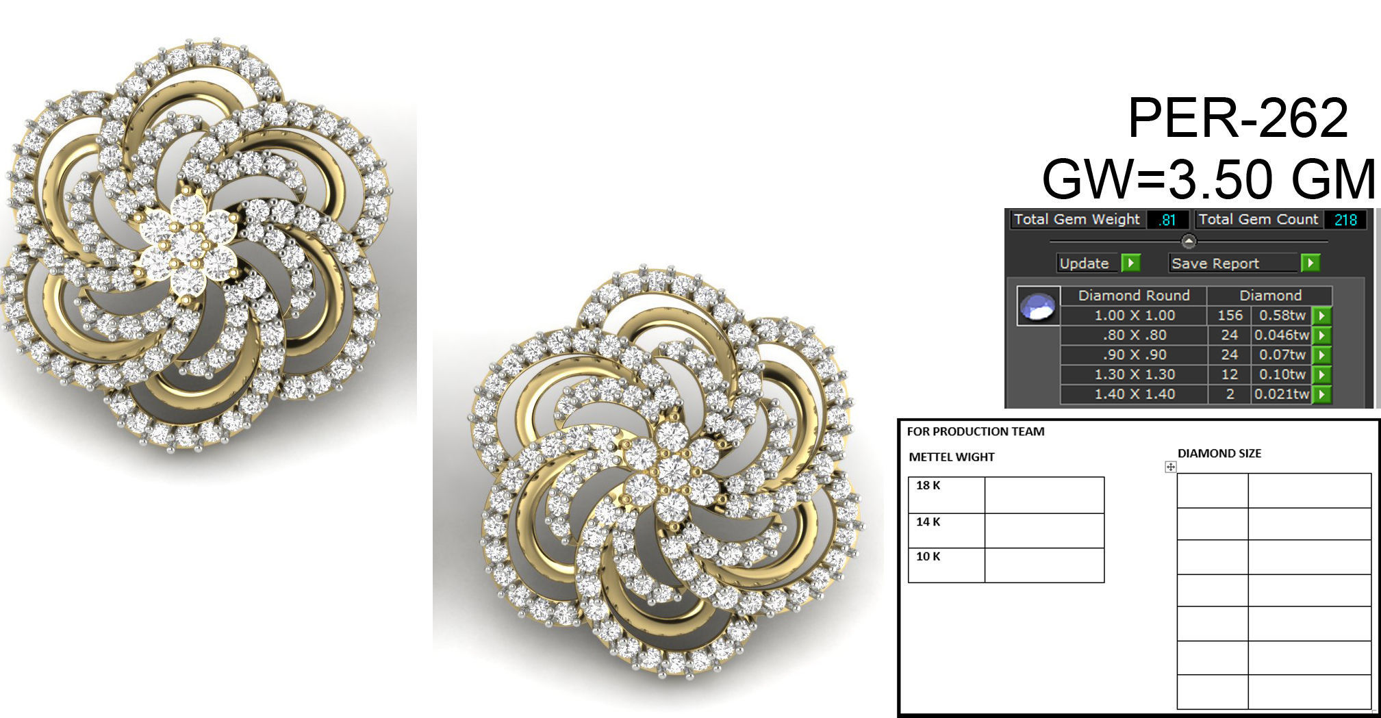 Alder Root Stud Earring  3D print model_14