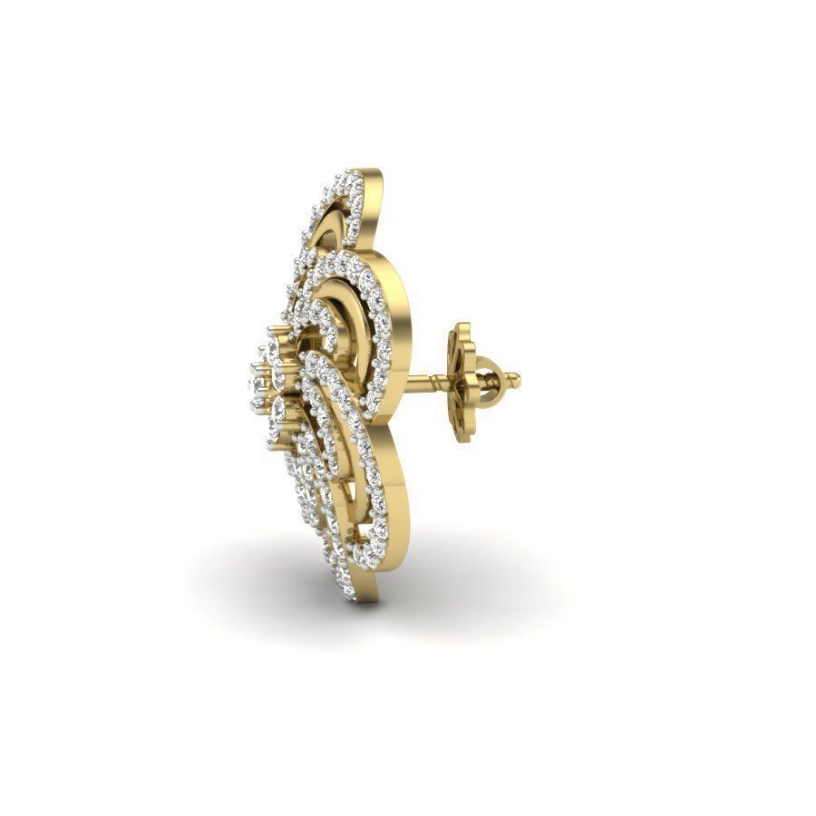 Alder Root Stud Earring  3D print model_5