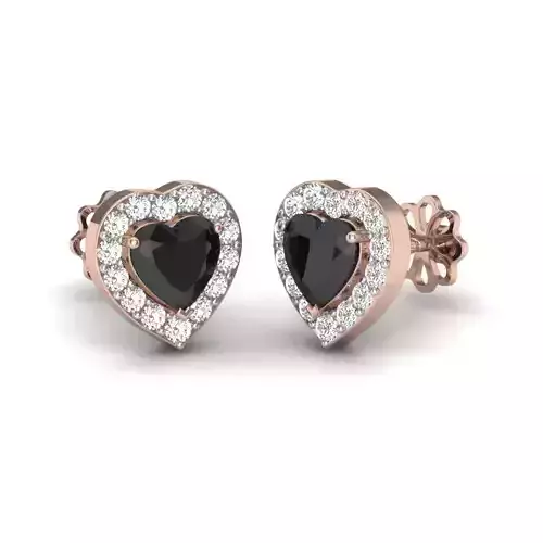 Heart Stone Earrings Flower Petals  3D print model