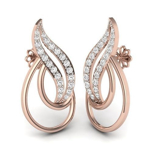 Earrings 3D print model diamond ring gold 3D print model