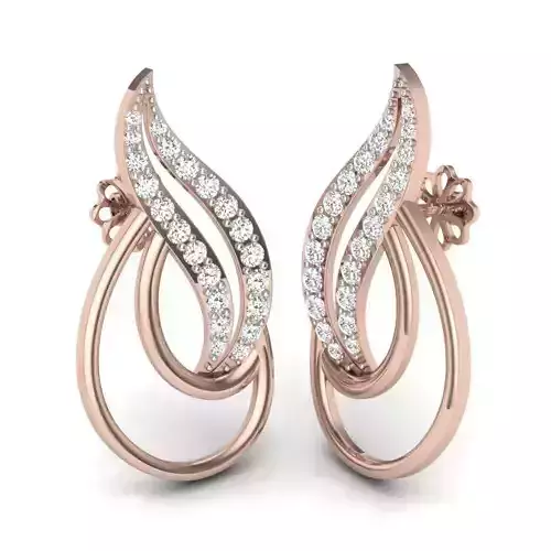 Earrings 3D print model diamond ring gold