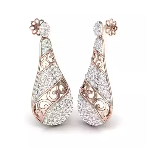 Earrings 3D print model diamond pendant gold