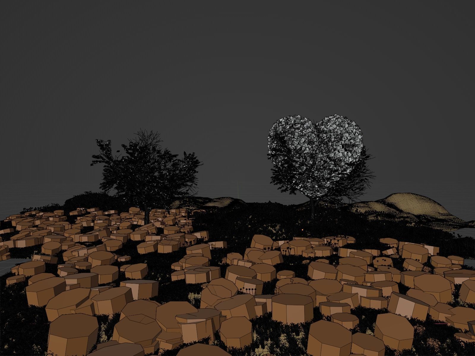 3D realistic valentine heart tree scene for happy valentines Low-poly 3D model_4