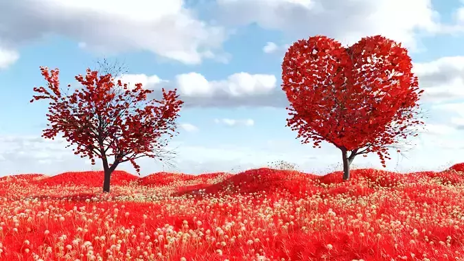 3D realistic valentine heart tree scene for happy valentines Low-poly 3D model 3D realistic valentine heart tree scene for happy valentines Low-poly 3D model