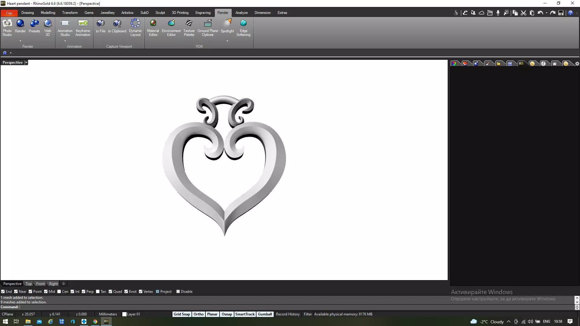 Heart pendant 3D print model_0