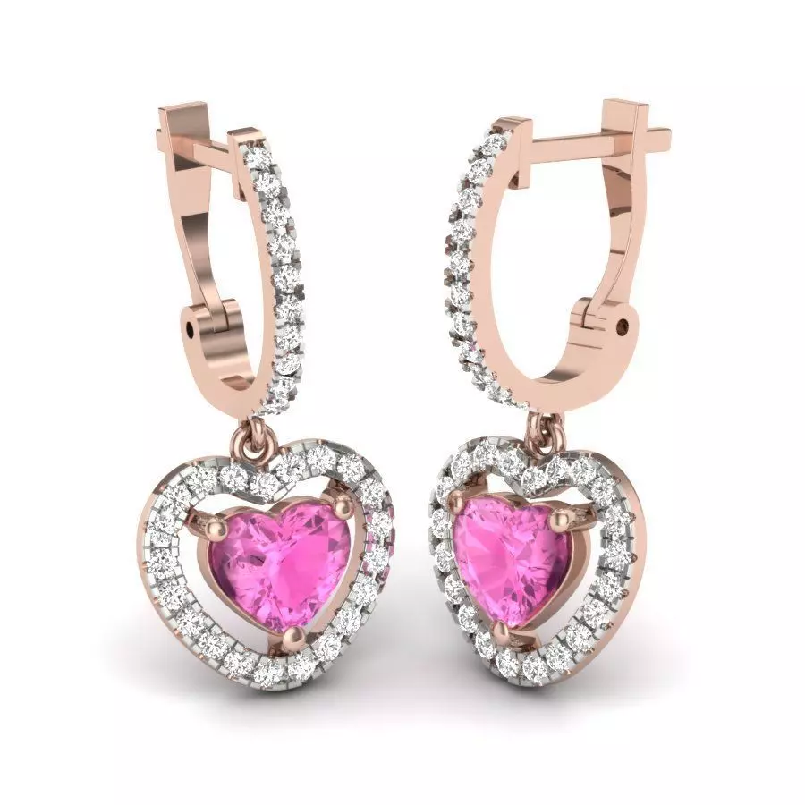 Heart Stone Earrings 3D print model 3D print model