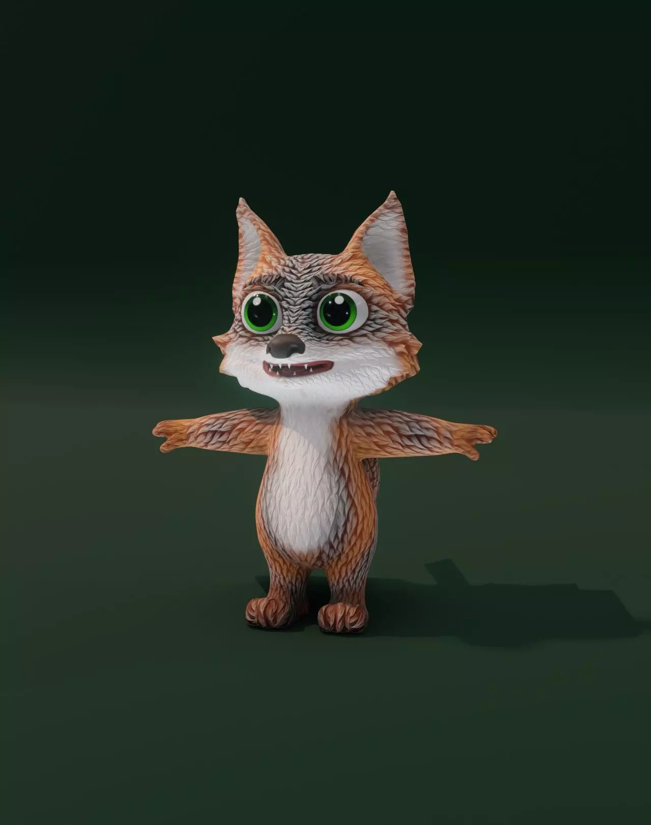 Cartoon Grey Fox Animated 3D Model Low-poly 3D model_0