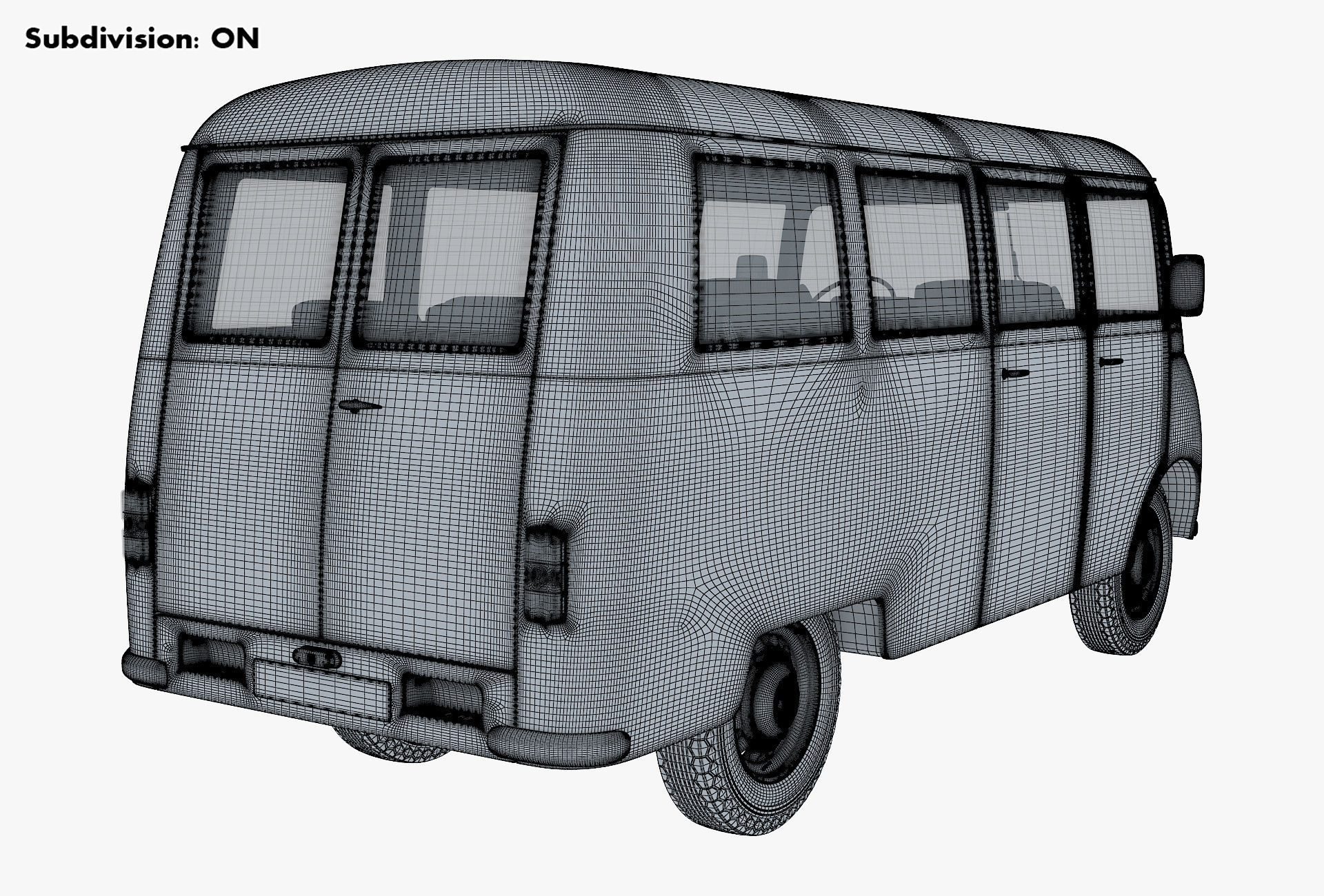 Generic Retro Passenger Van v 2 3D model_17