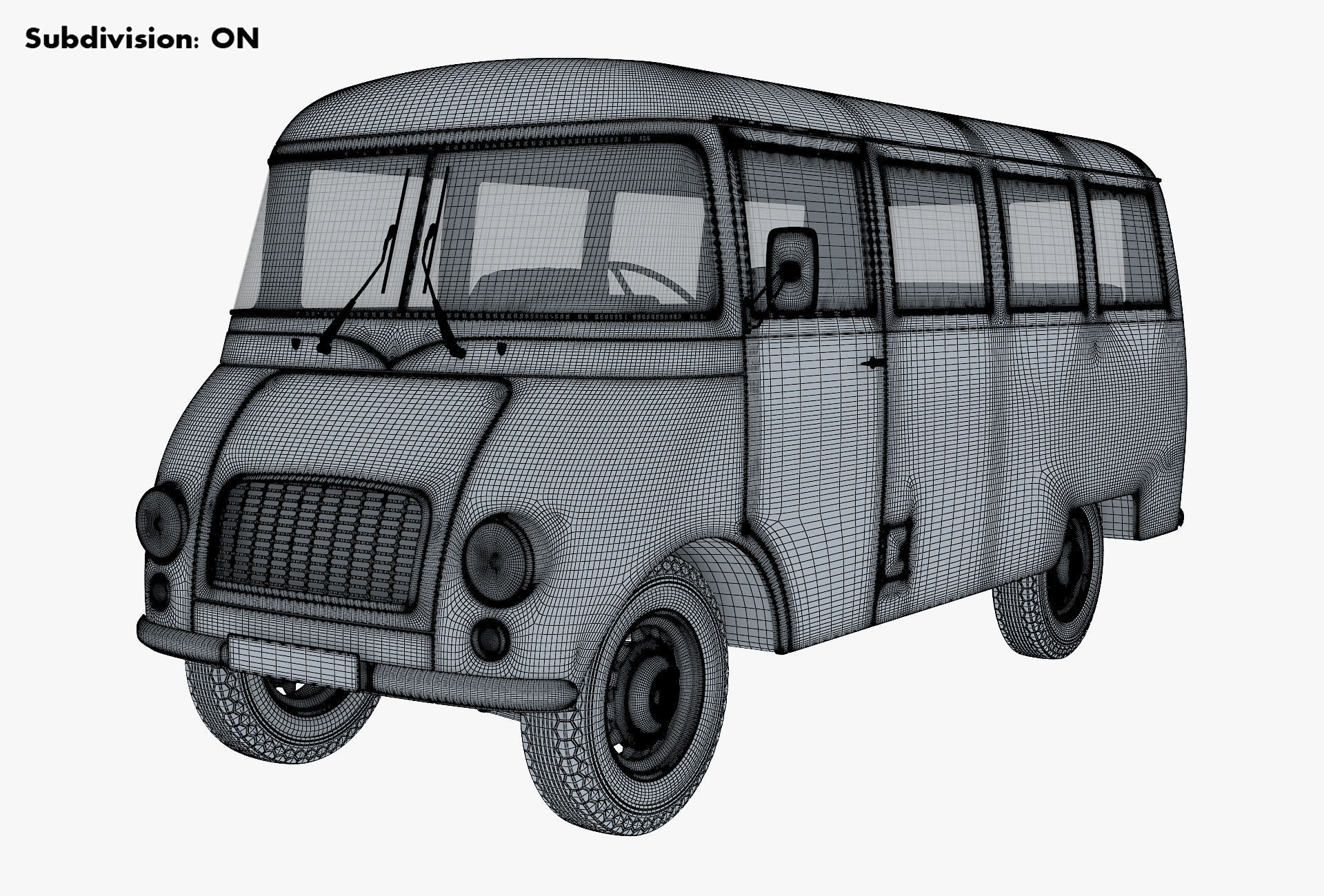 Generic Retro Passenger Van v 2 3D model_13