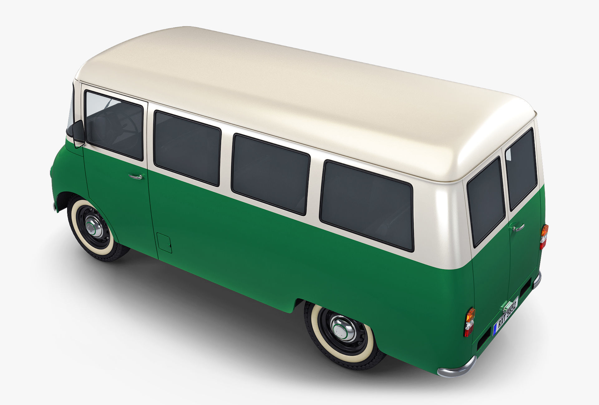 Generic Retro Passenger Van v 2 3D model_3