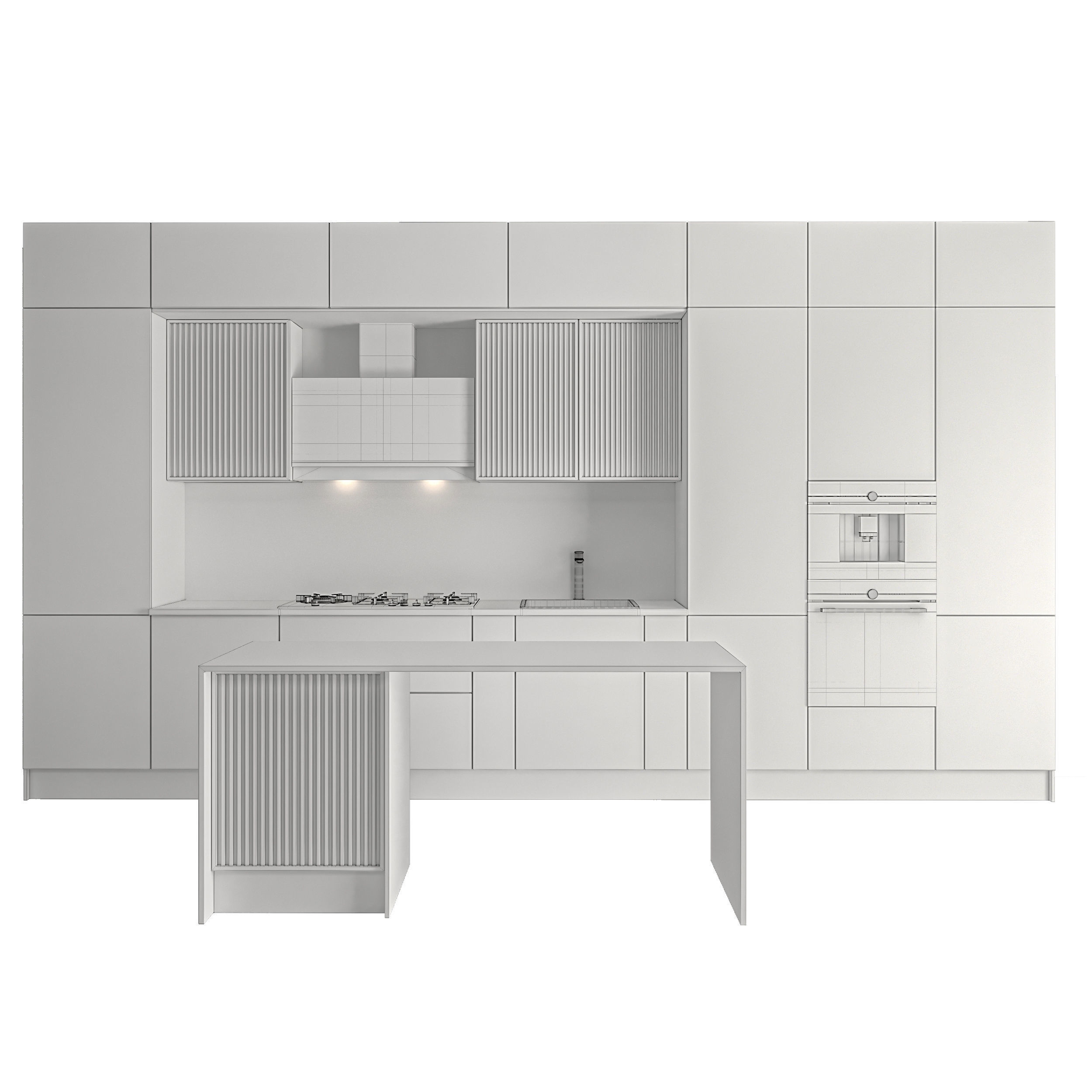 Kitchen with cabinets and island 3D model_4