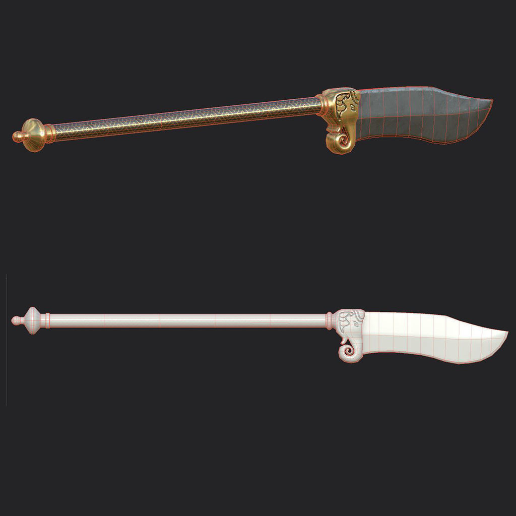 Bhuj ancient Indian  weapon Low poly Low-poly 3D model_4