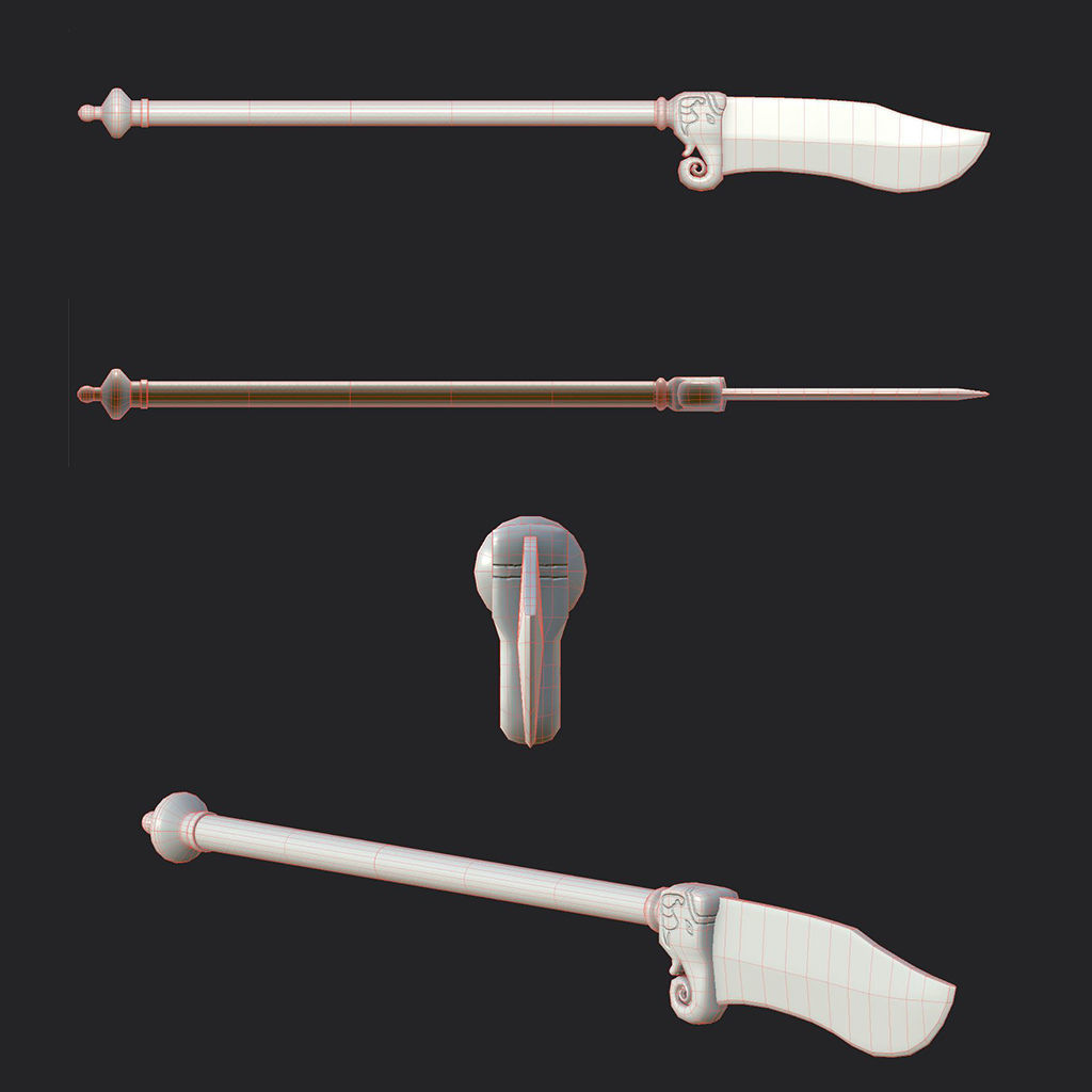 Bhuj ancient Indian  weapon Low poly Low-poly 3D model_6